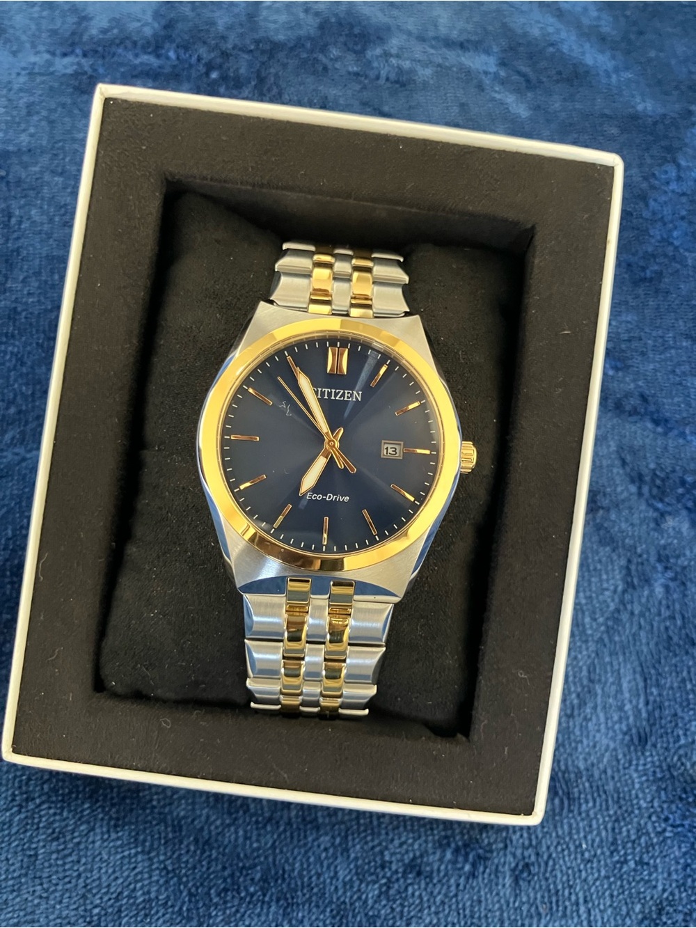 NIB Citizen Eco-Drive Corso Two-Tone Watch Blue Dial BM7334-58L 40mm